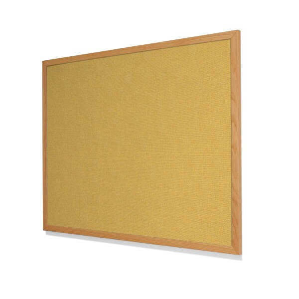 Guilford of Maine FR701 Yellow Cork Board with Narrow Red Oak Frame